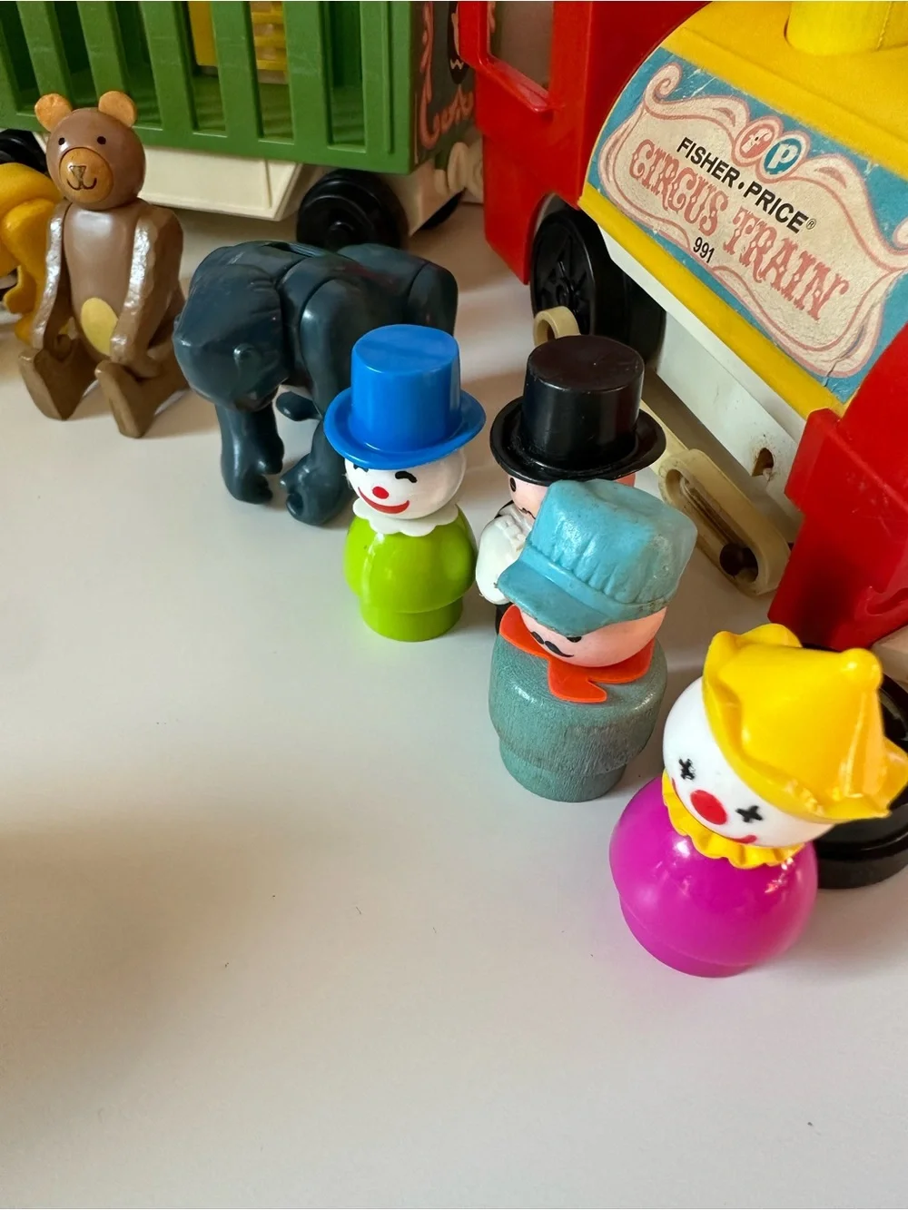 Vintage Fisher-Price Little People Play Circus Train Set 1973 #991 clown animals
